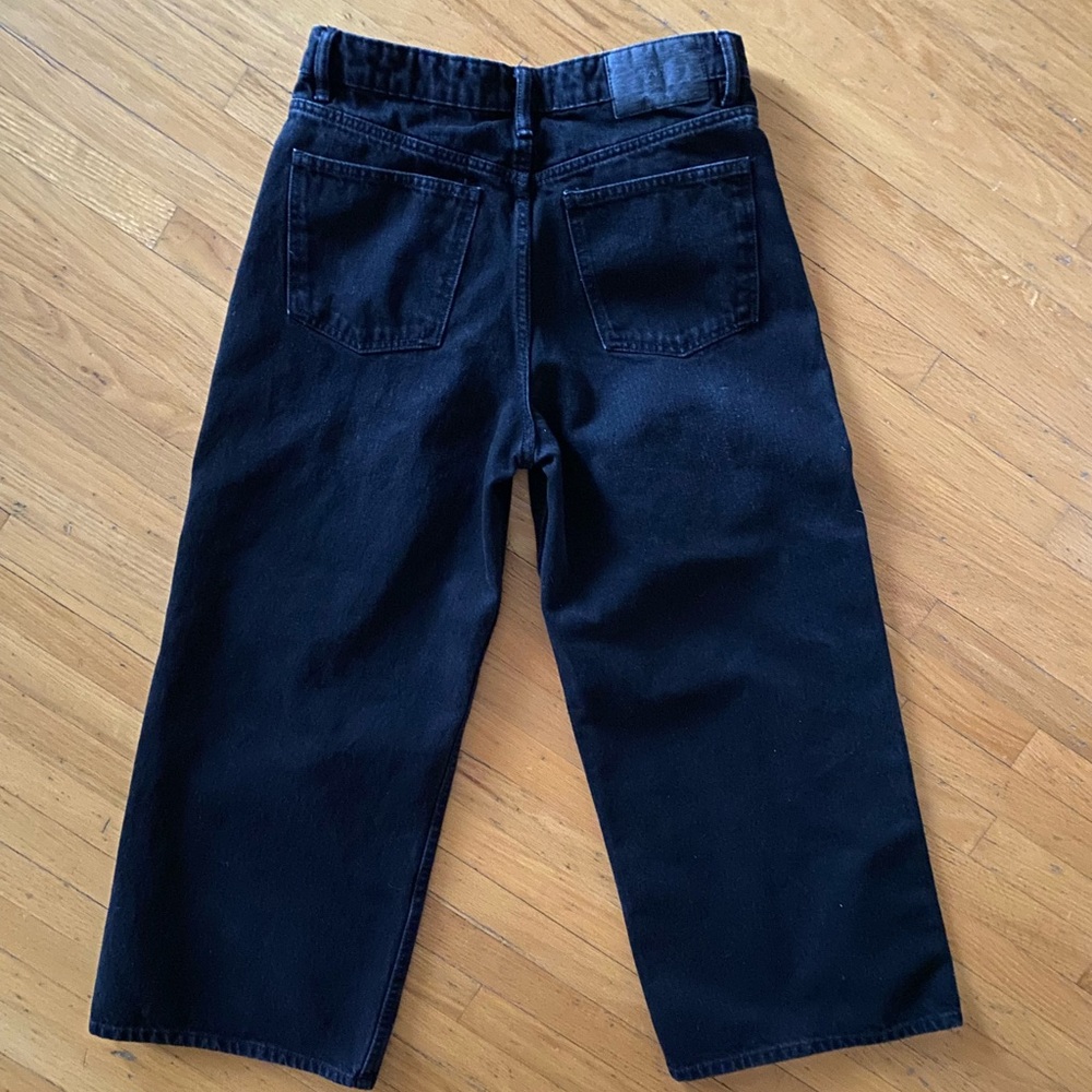 Zara Women's Black Ankle wide cropped jeans